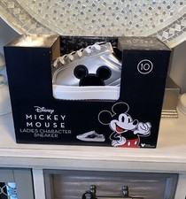 Disney Mickey Mouse Silver Character Sneakers Shoes Womens 10 New ALDI Exclusive