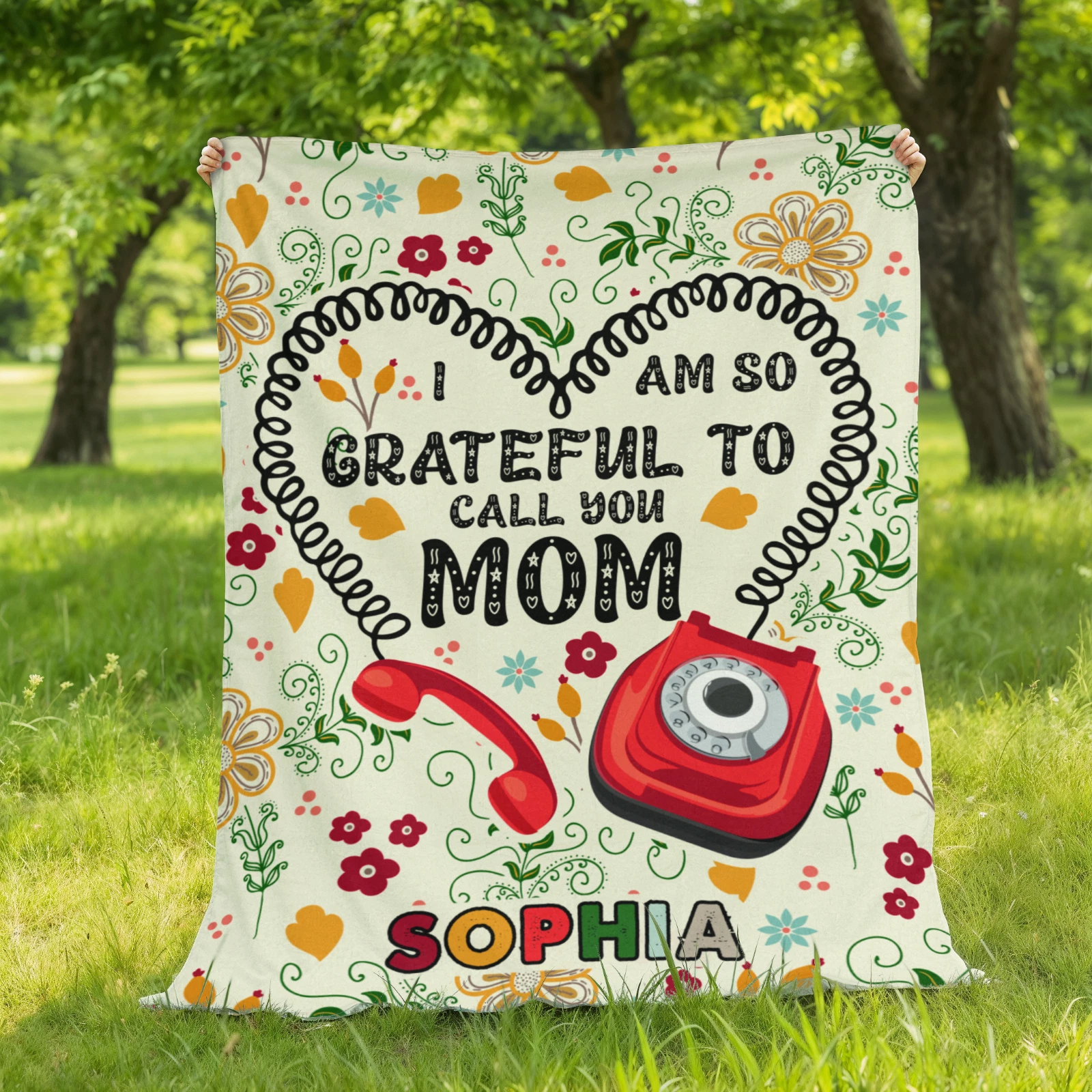 Grateful to call you Mom Velveteen Fleece Blanket
