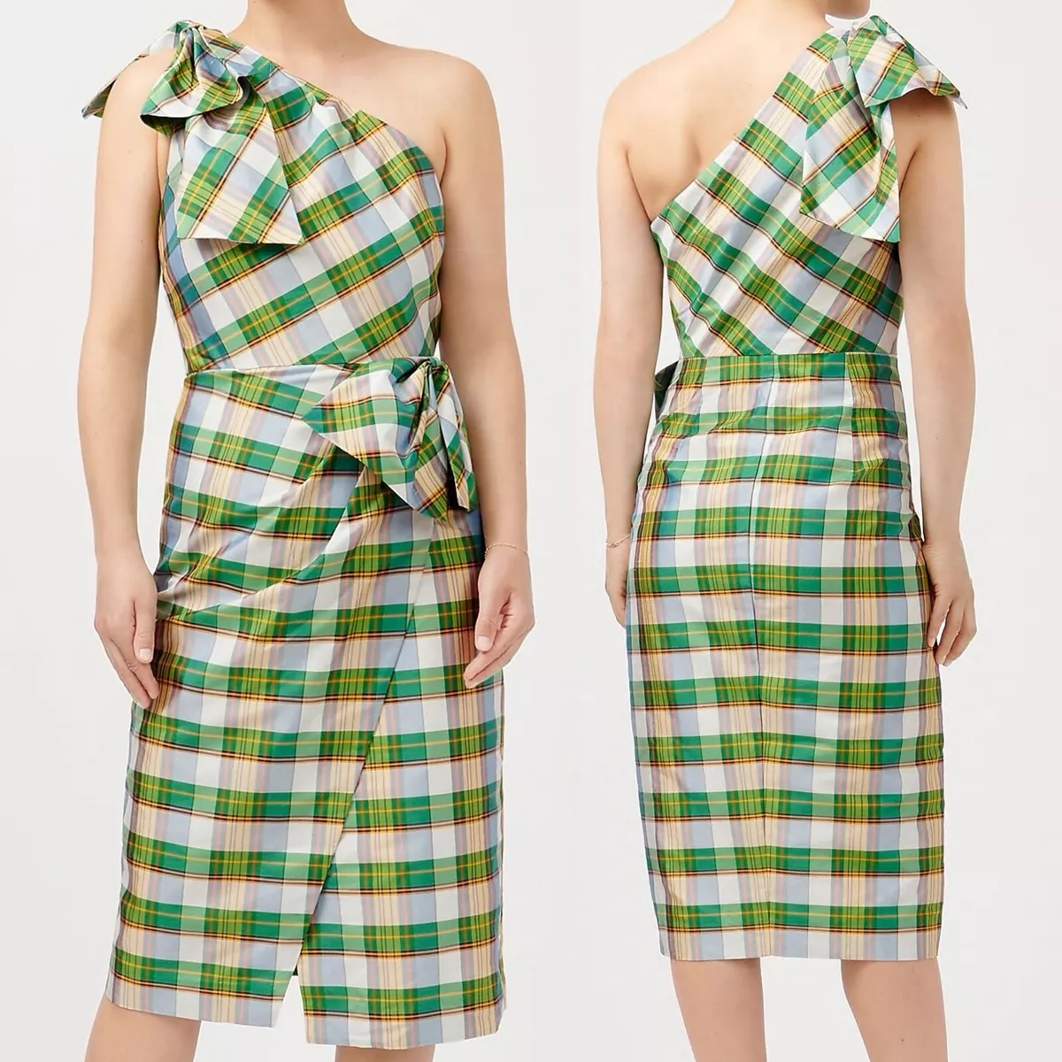 J Crew NWT $228 One-Shoulder 1950's Vintage Retro Style Dress in Plaid Sz  12 | eBay