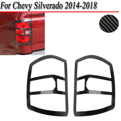 Rear Taillight Lamp Frame Cover Frame For Chevy Silverado 2014-2018 Carbon Fiber