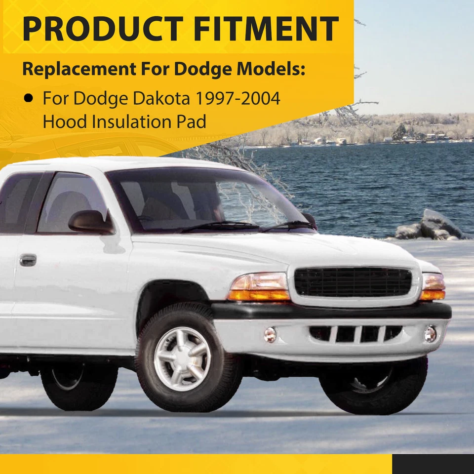 Almohadilla aislante capó camioneta Dodge Dakota 1/2" con clips manta térmica 97-04 Foto 3 de 4