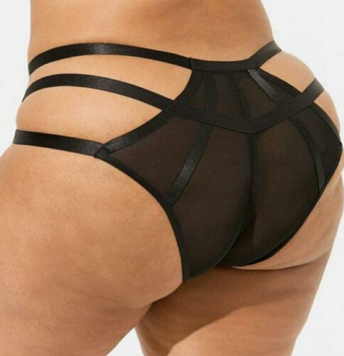 Panty Hipster Torrid Naughty Negro Overt Malla Transparente Tirantes Talla Grande 2X, 18/20 - Imagen 2 de 5