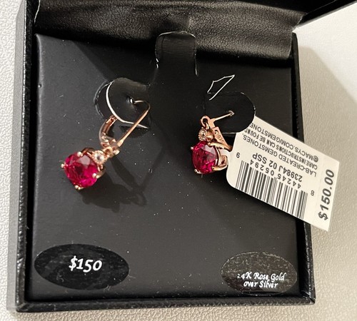 Lab-Created Sapphire (2-7/8 ctw)) & White Sapphire Earrings in SS RUBY NWT$150 - Picture 9 of 17