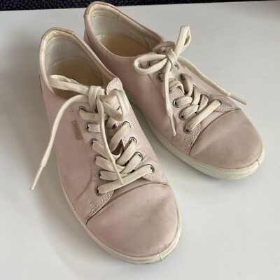 Ecco Soft Women's 9 Shoes 40 Pink Leather Comfort LaceUp Casual Sneakers