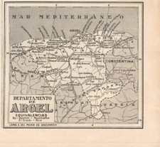 Carta geografica antica ALGERI ALGERIA piccola carta provincia 1910 Antique map