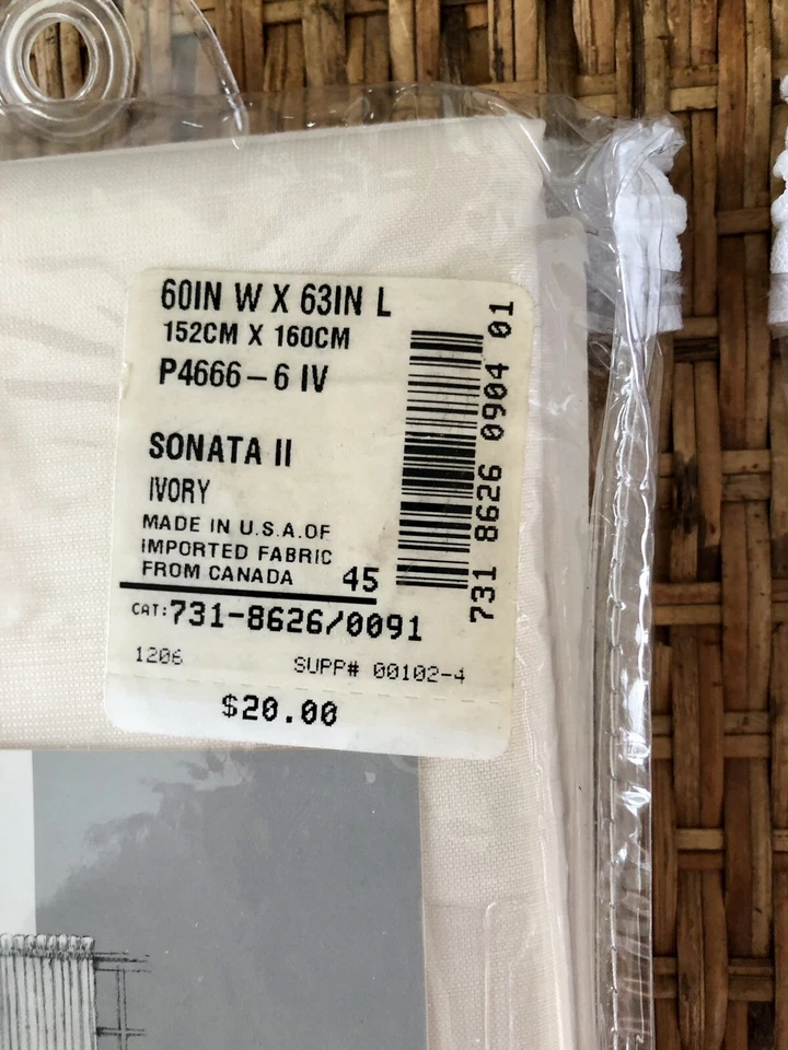 JC Penney 2 Rod Pocket Panel Curtains Home Collection 60" x 63" Sonata Ivory - Image 3 of 4