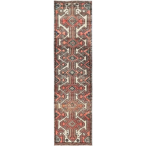 2'3"x9' Peach Vintage Zoroastrian Khamadan Hand Knotted Wool Runner Rug R825