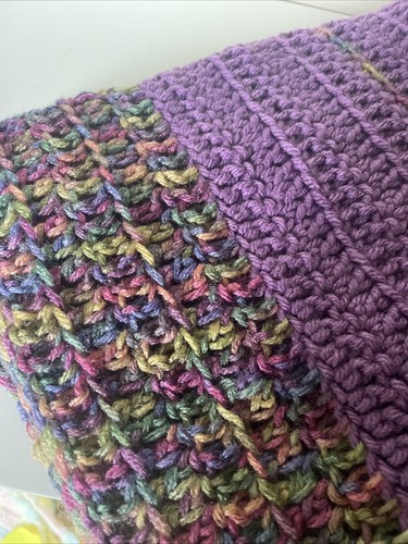 Handmade Crochet Baby Blanket – Soft Purple Unisex Gift – 40x31 New Baby Shower - Picture 5 of 8