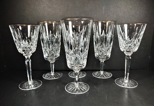 Set of 6 Waterford Lismore Tall Golden Wine & Iced Beverage Glasses 3 each EUC! - Picture 2 of 7