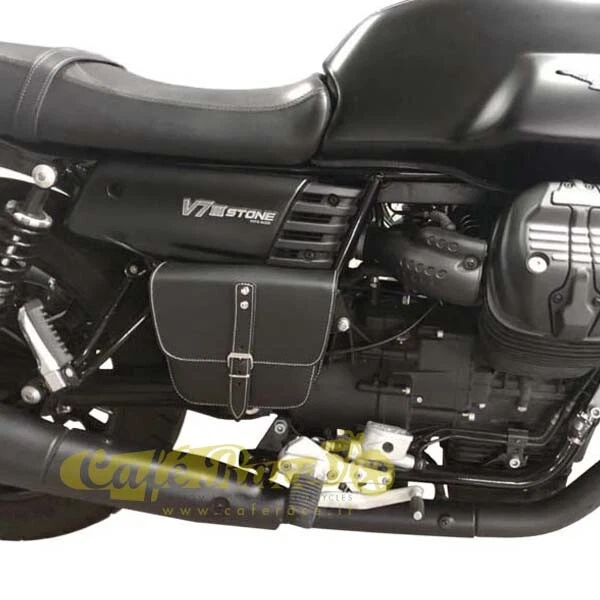 Borsa fianchetto in pelle nera specifica per MOTO GUZZI V7 III, V7 850, GUZZI V9 - Imagen 3 de 4