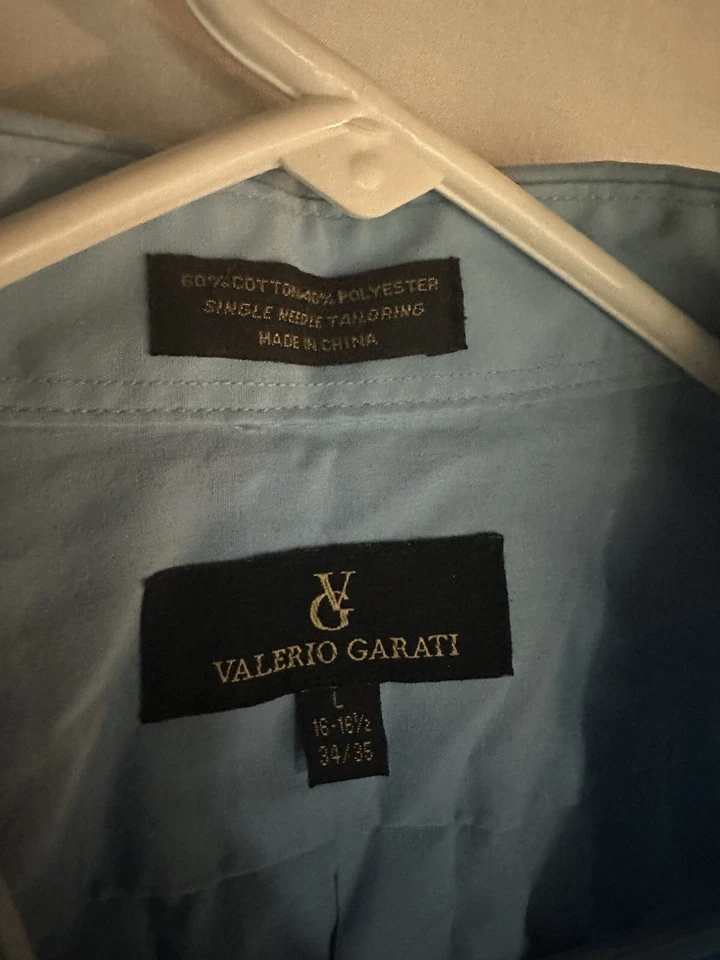 Valerio Garati Men's Slim Fit Blue Button Up Long Sleeve Large Dress Shirt - Image 3 of 3