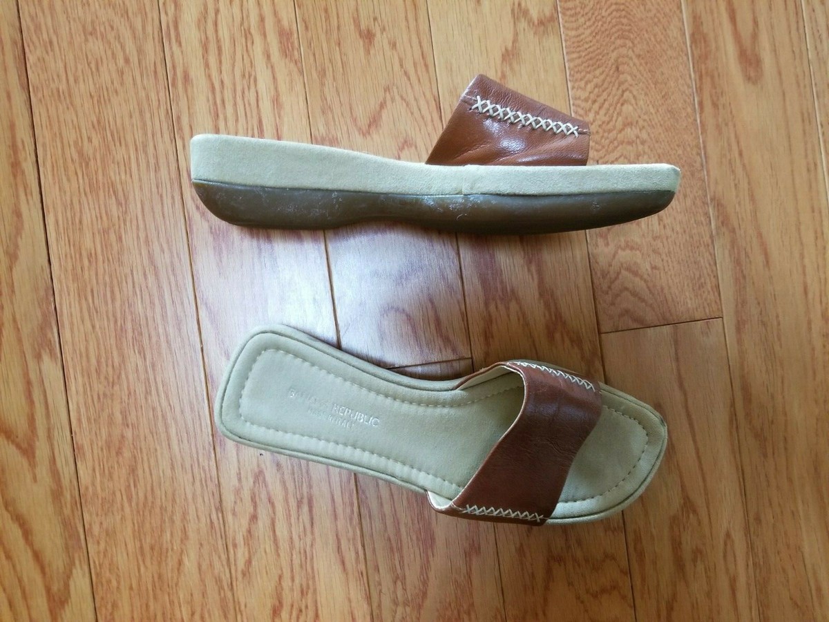 Banana Republic Brown Leather Slide Sandals Sz 11 Vegan Suede Double Strap Sandal | Banana Republic Factory main image 4