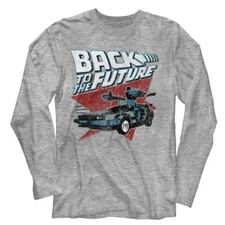 Back to the Future Long Sleeve T-Shirt Retro Triangle DeLorean Grey Tee