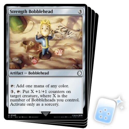 STRENGTH BOBBLEHEAD X4 Universes Beyond: Fallout Magic MTG CARTE COMME NEUF - Photo 1/1