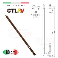 CATENACCIO A LEVA 80 cm BRONZATO A INCASSO X PORTA PORTONE LEGNO OTLAV INFISSO