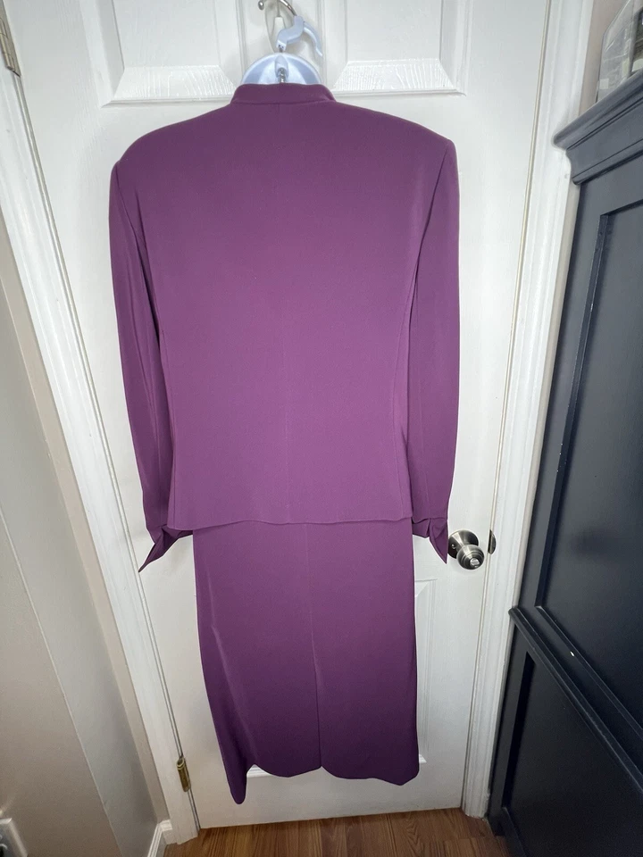 Винтажный Anne Klein женщин 8 фиолетовый карандаш юбка костюм комплект Blazer куртка M классический - Изображение 3 из 4