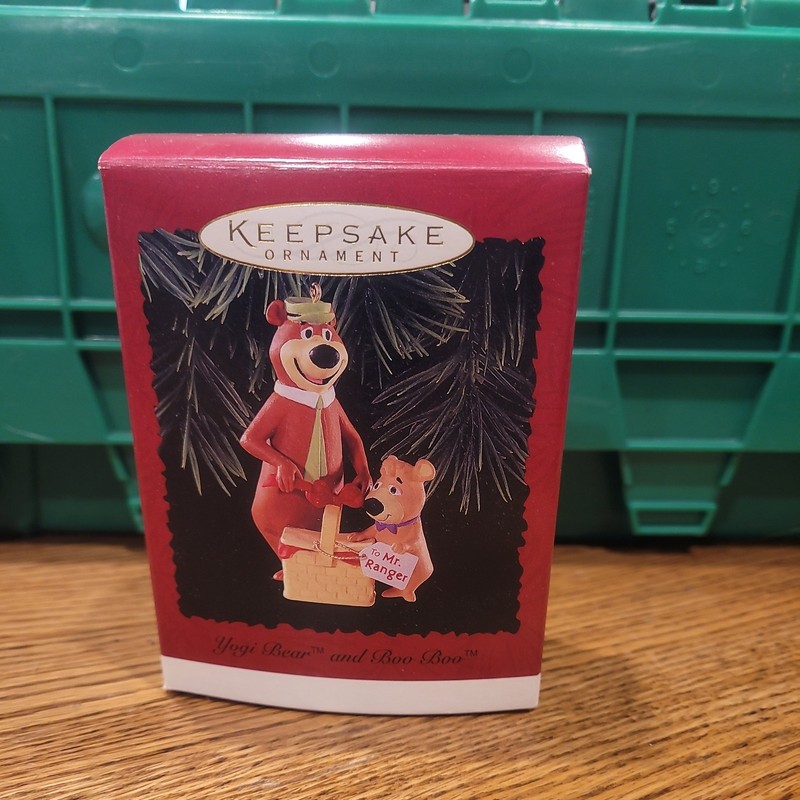 Hallmark Christmas Keepsake Ornament 1996 YOGI BEAR AND BOO BOO Holiday Basket