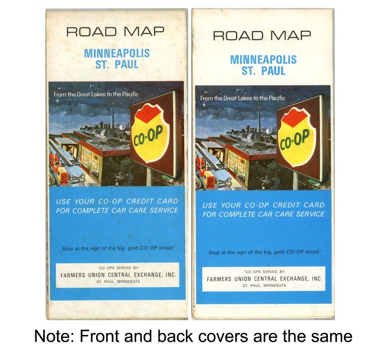 Vintage 1970 Minneapolis & St. Paul, Minnesota Road Map – Farmer Union (CO-OP)