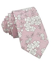 Kebocis Mens Cotton Necktie Skinny Tie for Men Blooms - Light Pink