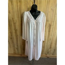 Women's Lace-Trim Button-Front Nightgown - Light Pink with white details