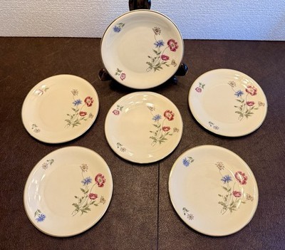 Edelstein Bavaria 16302 Floral Poppy Gold Trim Set Of 6 Salad Plates 7.5 In