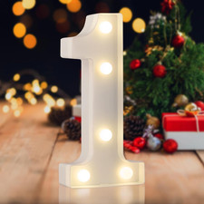 LED Marquee Number 1, Warm White 0-9 Decor Light up Numbers