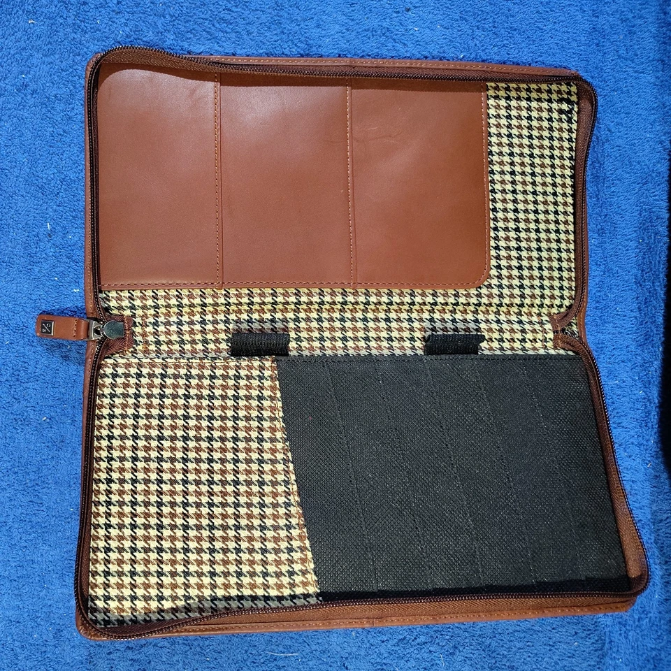 CORTADOR DE CUERO MARRÓN GENUINO Y ORGANIZADOR CON CREMALLERA VENTA INTERNACIONAL Foto 4 de 4