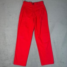 Vintage 90s CREAM Red High Waist Pleated Trousers Pants Made in Canada 26x28