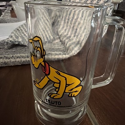 Vintage Walt Disney Pluto Character Glass Mug With Handle