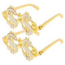 2 Pcs Plastic Dollar Glasses Party Sunglasses Funny Eyeglasses for Costume Use