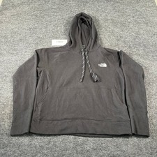 The North Face Fleece Hoodie Womens L Black Kangaroo Pockets Drawstring Pullover