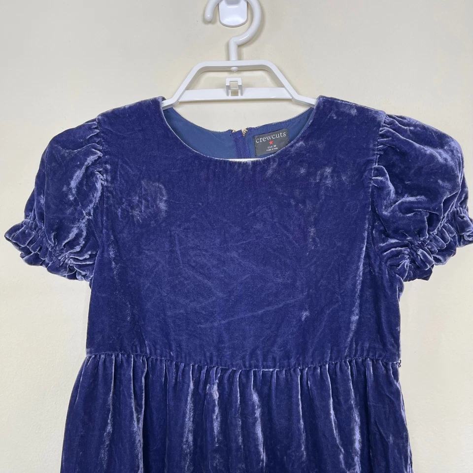 Vestido Crewcuts Niñas En Niveles Terciopelo Púrpura Manga Abullonada Fiesta Vacaciones Talla 10 Foto 2 de 4