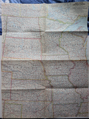 Vintage National Geographic Map Insert North Central US November 1958
