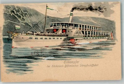 13988565 - paddle steamer Hohenzollern Saechs.-Boehm. Steamship Elbe Ship