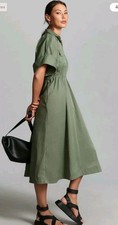 Maeve Anthropologie Army Green Midi Utility Shirt Midi Dress $178 Sz 1X