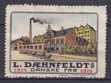 u3788/ Denmark Agricultur Poster Stamp Perfin-Tema # Horse Carriage Sead Factory