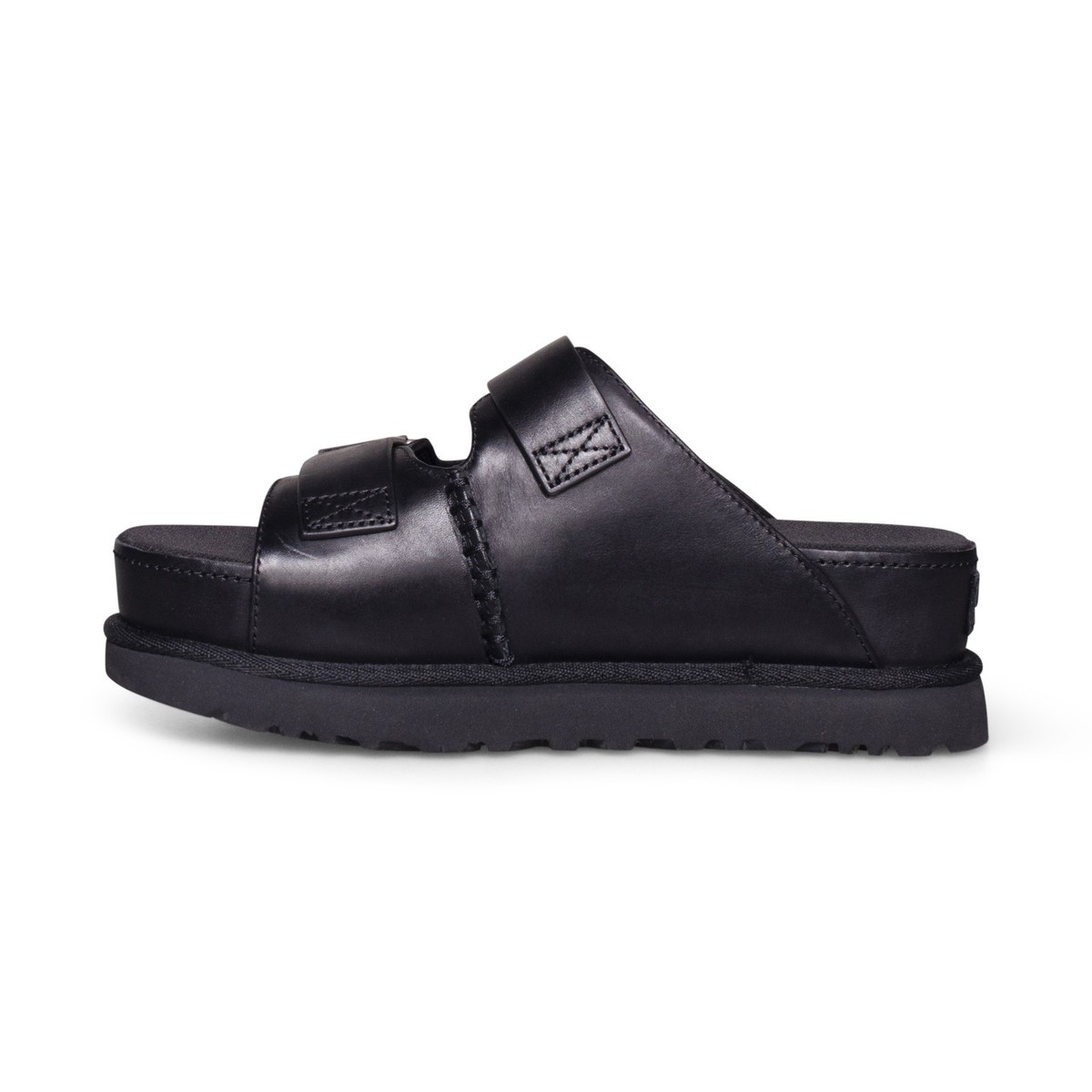 UGG GOLDENSTAR HI SLIDE BLACK LEATHER PLATFORM WOMEN'S