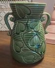 Vintage Shawnee Green Ivy 805 With Handles Ceramic Vase 6in