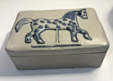 Prestige Place Stoneware Folk Art Trinket Coffee Table Box Appaloosa Carousel