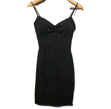 Lovely Day Black Glitter Mini Dress Sleeveless Sweetheart Neck M