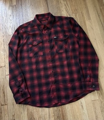 Dixxon Flannel Shirt Red Plaid Snap Button Men s XXL Tall USA  READ