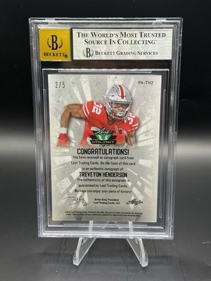 2022 Leaf Valiant Portrait Autographs Treveyon Henderson Black /5