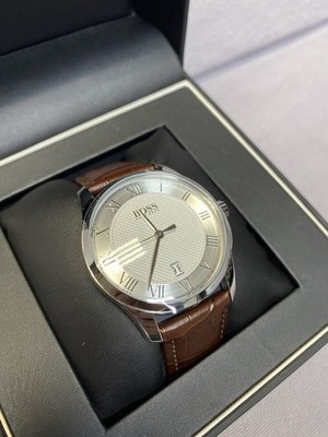 Hugo Boss Men's Watch Dial Brown Leather New In Box