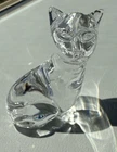 VTG Waterford Crystal Cat Figurine Looking Up 2.75" High with Sticker and Etched
