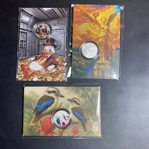 Lot of 3 Various .999 Silver Collectible Piece(McDuck,Libertad,Kookaburra)