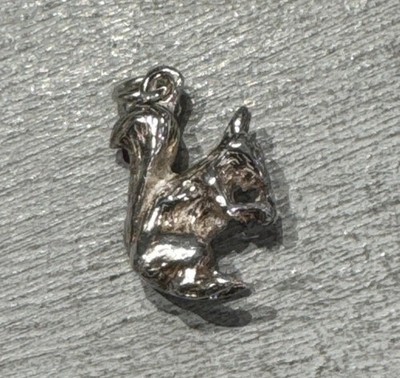 925 Sterling Silber Eichhörnchen mit Eichel Nuss Tier 3D Charm Anhänger