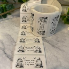 Vintage Birdcage Thank You Labels 200 Pack 2x1 Small Business Stickers