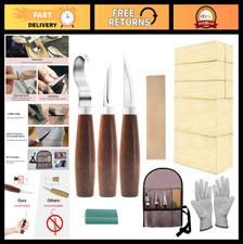 Wood Whittling Kit for Adults Beginners - 3 Knives, 8 Basswood Blocks, Gloves