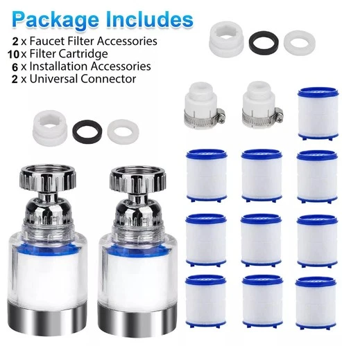 2/4Set Faucet Water Filter Tap Filtration Kitchen Sink Mount Purifier 360°Rotate - Picture 13 of 14
