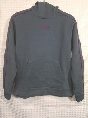 PUMA Women's Fleece Hoodie Size Small Embroidered Logo Blue (Gray Skies)